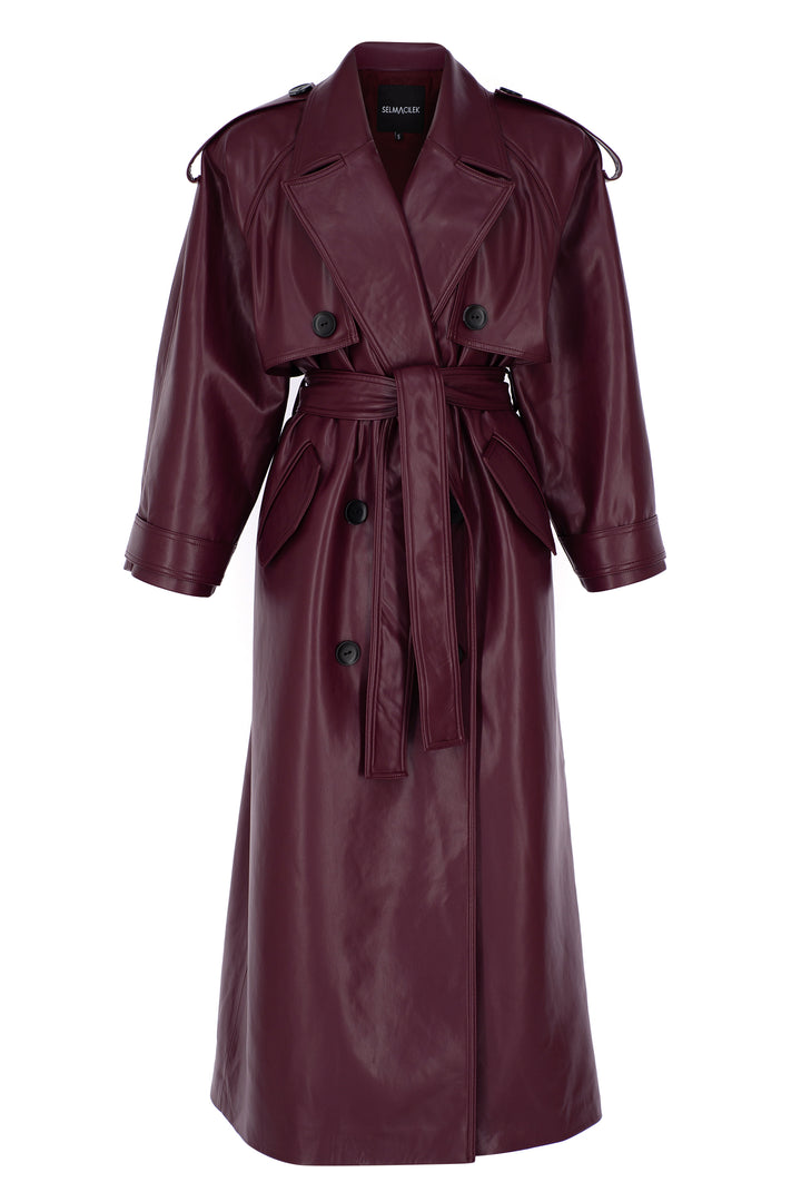 Terra Burgundy Long Trench Coat
