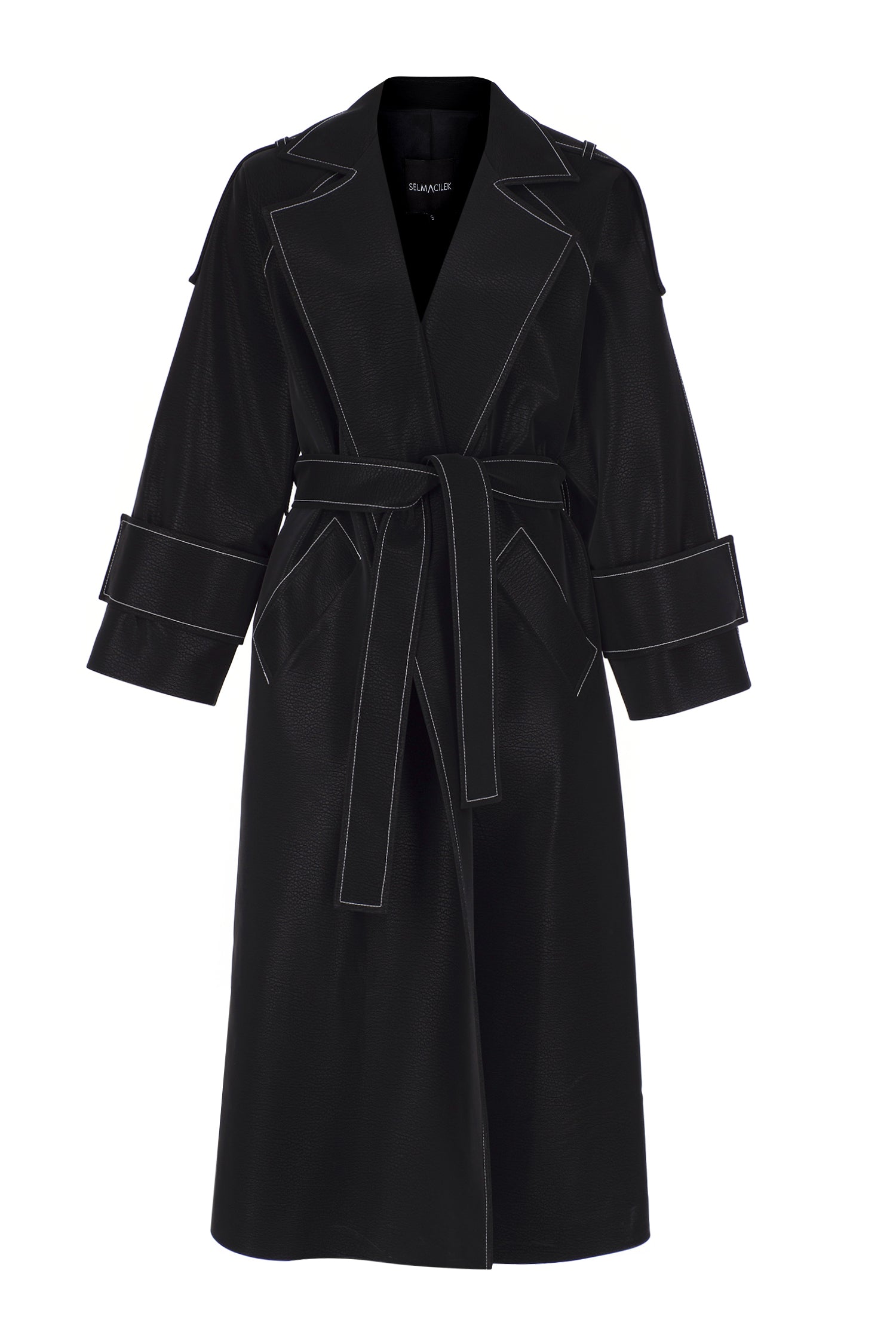 Lama Black Stitched Trench Coat – EN-SELMACILEK