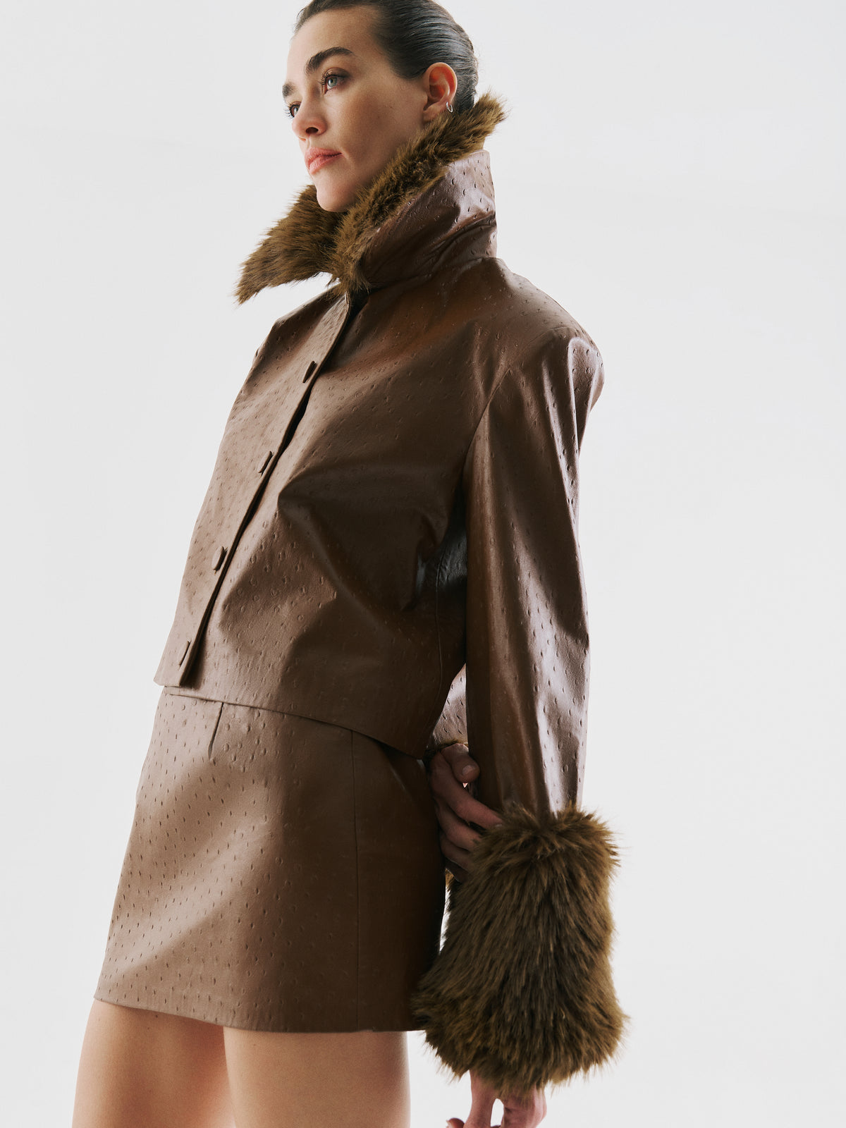 Noelle Jacket – Brown / Noelle Skirt – Brown