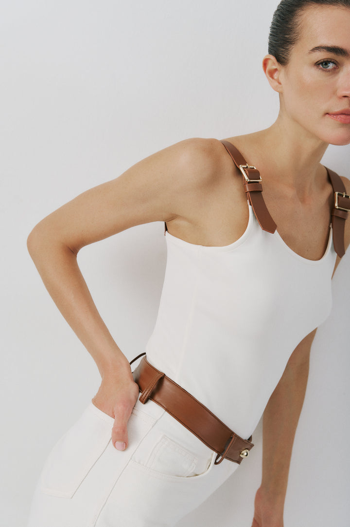 Sivera Brown Strap top