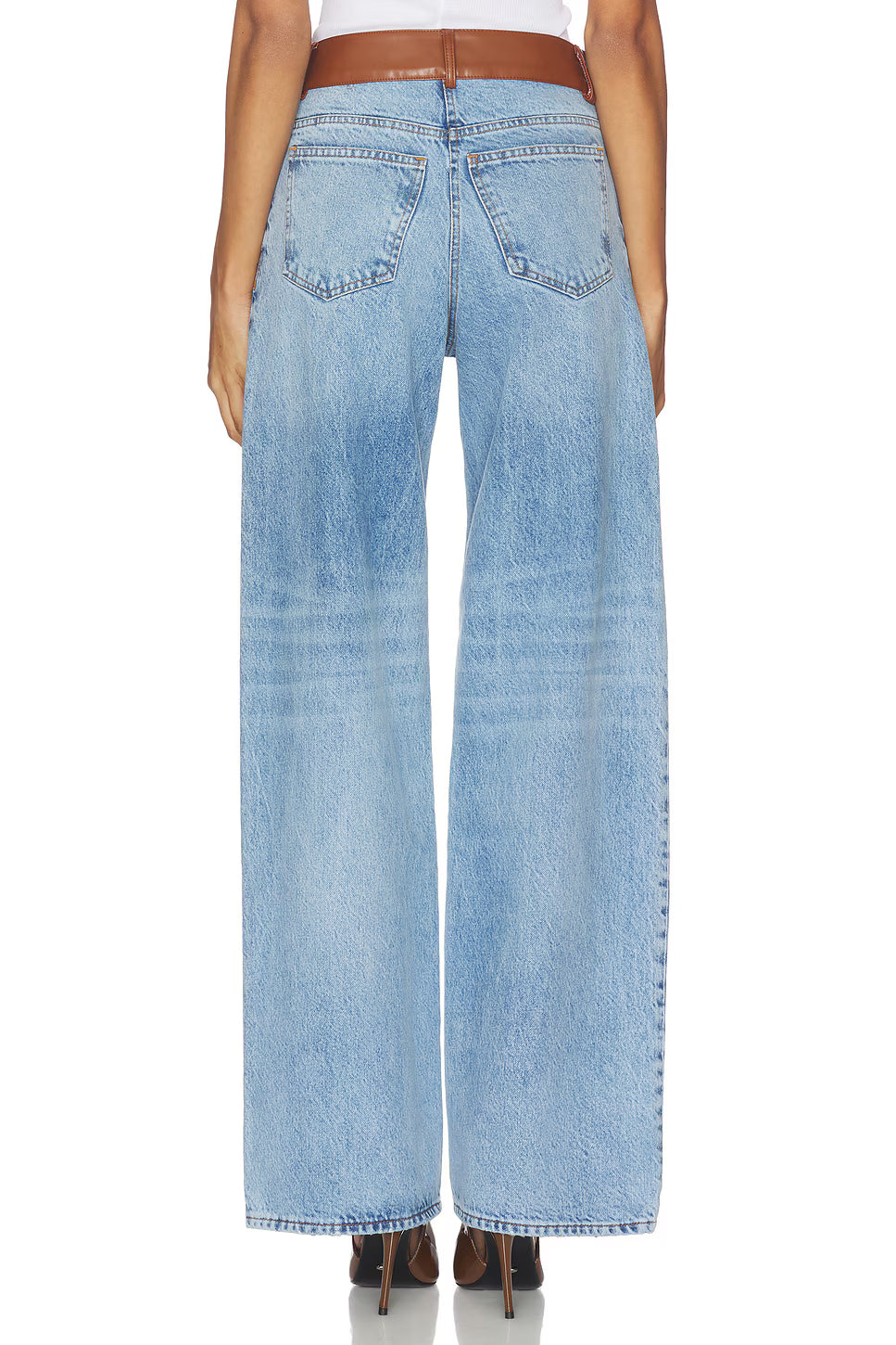 Rebel Jeans – White / Rebel Jeans Brown Belt – Blue