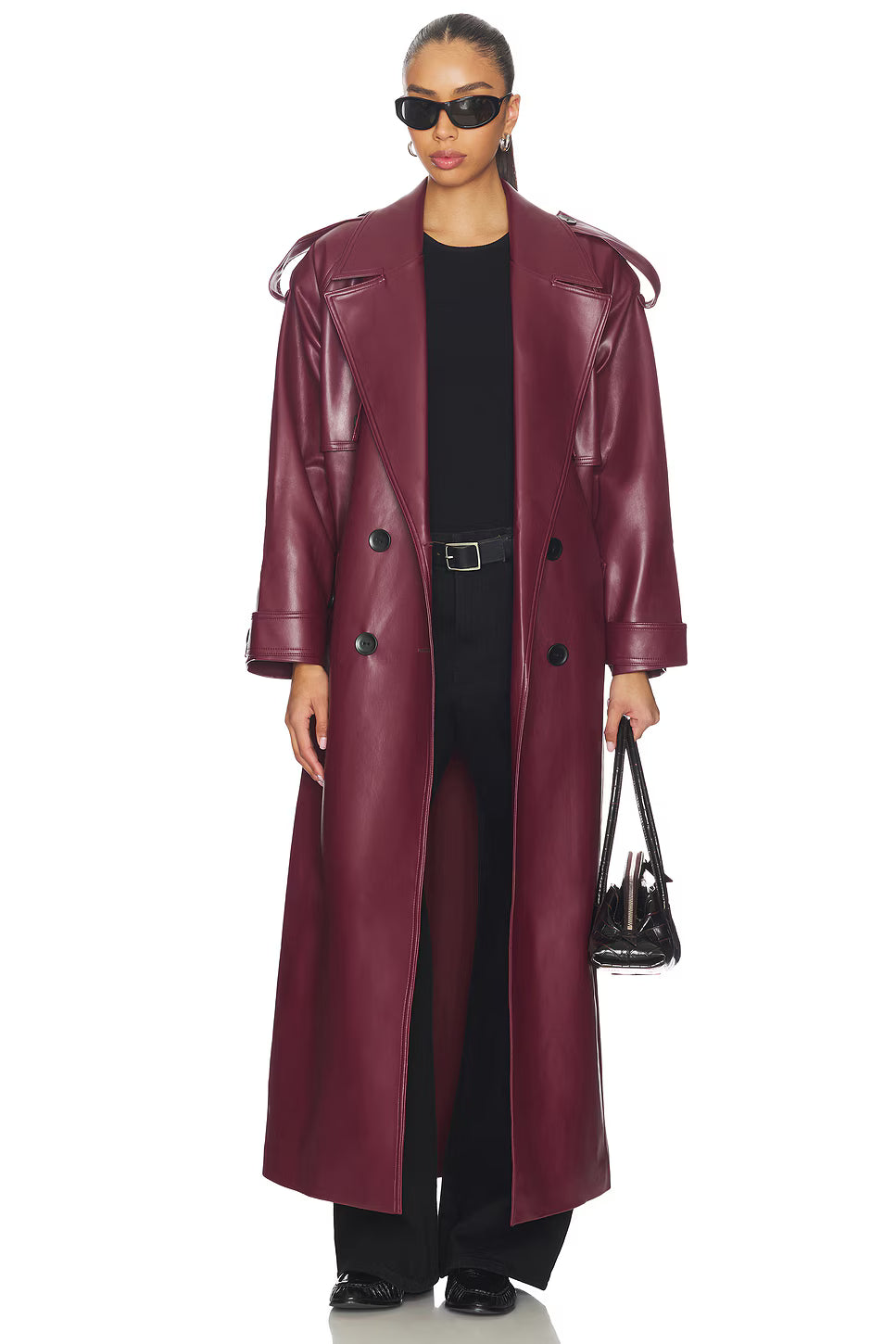 Terra Burgundy Long Trench Coat