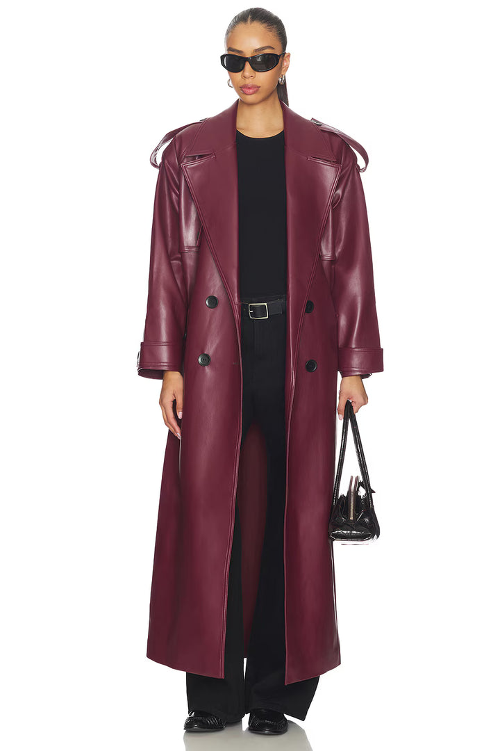Terra Burgundy Long Trench Coat