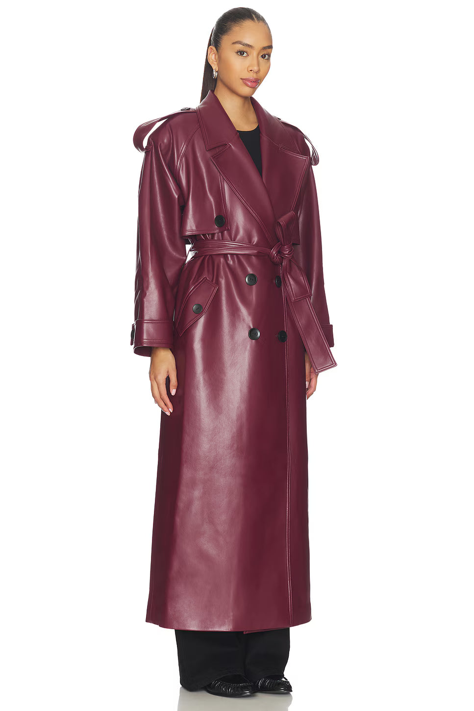 Terra Burgundy Long Trench Coat