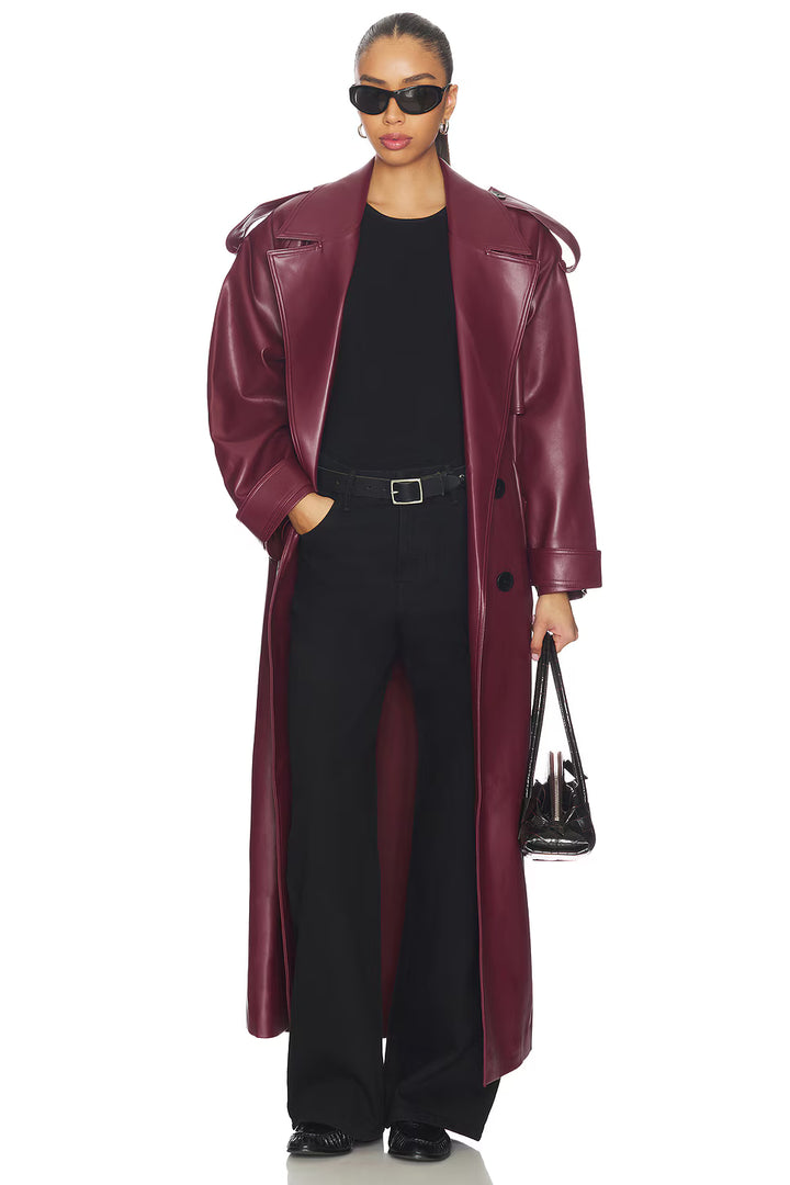 Terra Burgundy Long Trench Coat