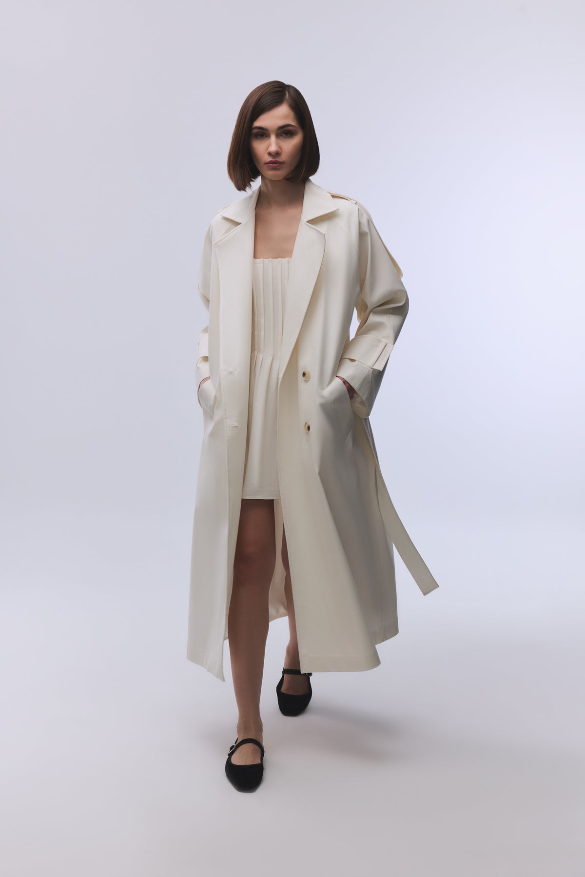 Lama Ecru Canvas Trench Coat