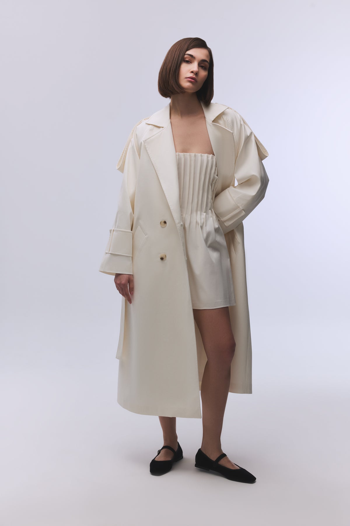 Lama Ecru Canvas Trench Coat