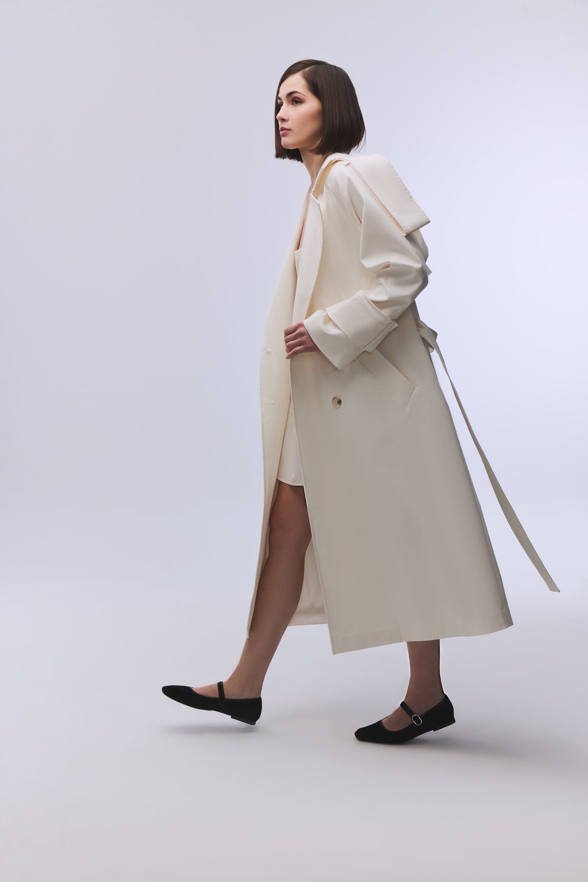 Lama Ecru Canvas Trench Coat