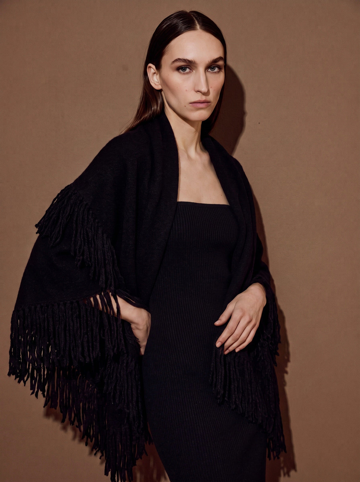 Elora Knit Shawl – Black